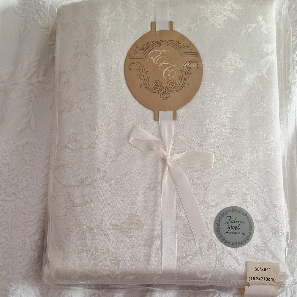 Elegant Ivory Floral Tablecloth